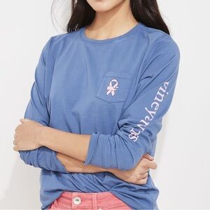 New Vineyard Vines Breast Cancer Awareness Longsleeve Tee size small in blue